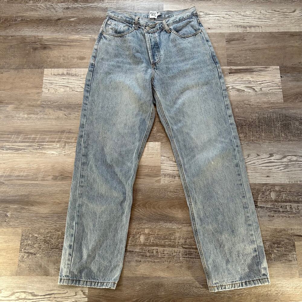 Princess Polly High Rise Straight Leg Jeans Button Fly Medium Wash Size 6